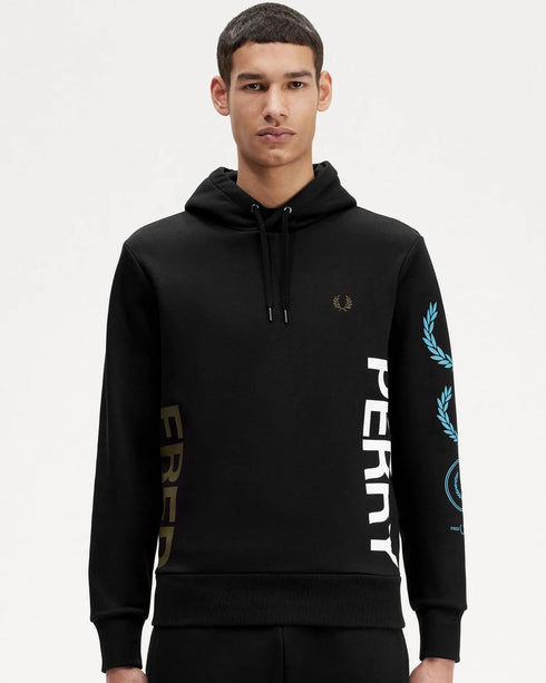 Fred Perry Graphic Logo Hoodie Black
